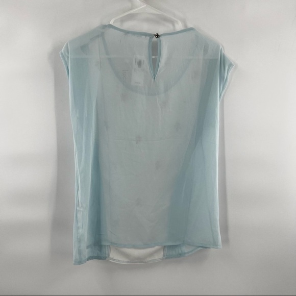 Lucy Paris blue white bedazzled blouse top size S - Picture 7 of 11